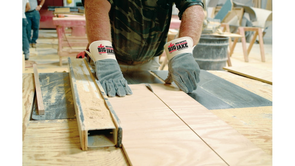 MCR Safety Big Jake Full Leather Back Premium A+ Side Leather Palm Work Gloves, 2.75in Safety Cuff, Double Palm and Fingers, Sewn with DuPont Kevlar, Gray, Large, 1735L