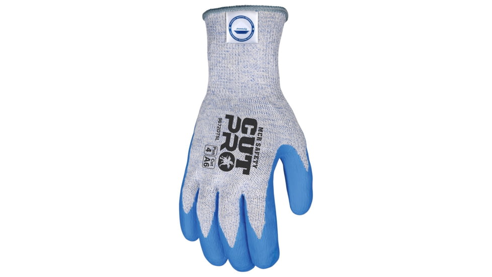 MCR Safety Cut Pro 10 Gauge Dyneema Diamond Technology/Steel Shell Cut Resistant Work Gloves, Nitrile Foam Coated Palm and Fingertips, Blue/Blue, Medium, 9672DT5M