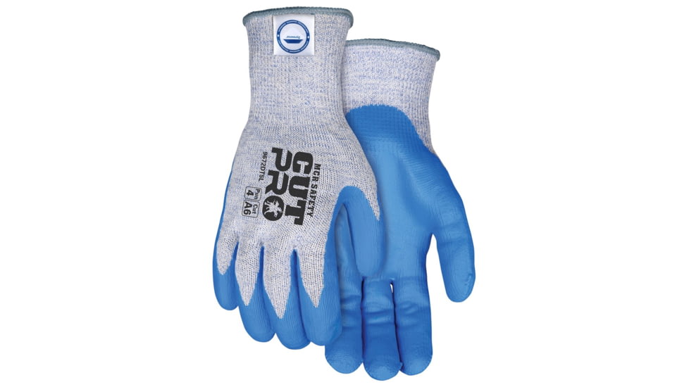 MCR Safety Cut Pro 10 Gauge Dyneema Diamond Technology/Steel Shell Cut Resistant Work Gloves, Nitrile Foam Coated Palm and Fingertips, Blue/Blue, Medium, 9672DT5M