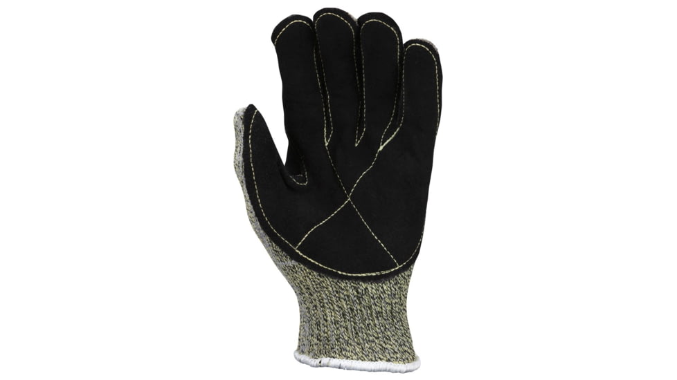 MCR Safety Cut Pro Hero 7 Gauge Regular Weight Shell Cut Resistant Work Gloves with Leather Palm, Black, Small, 93861S