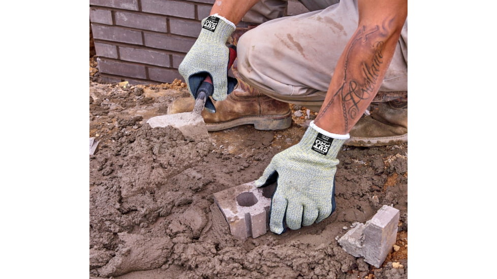 MCR Safety Cut Pro Hero 7 Gauge Regular Weight Shell Cut Resistant Work Gloves with Leather Palm, Black, Small, 93861S