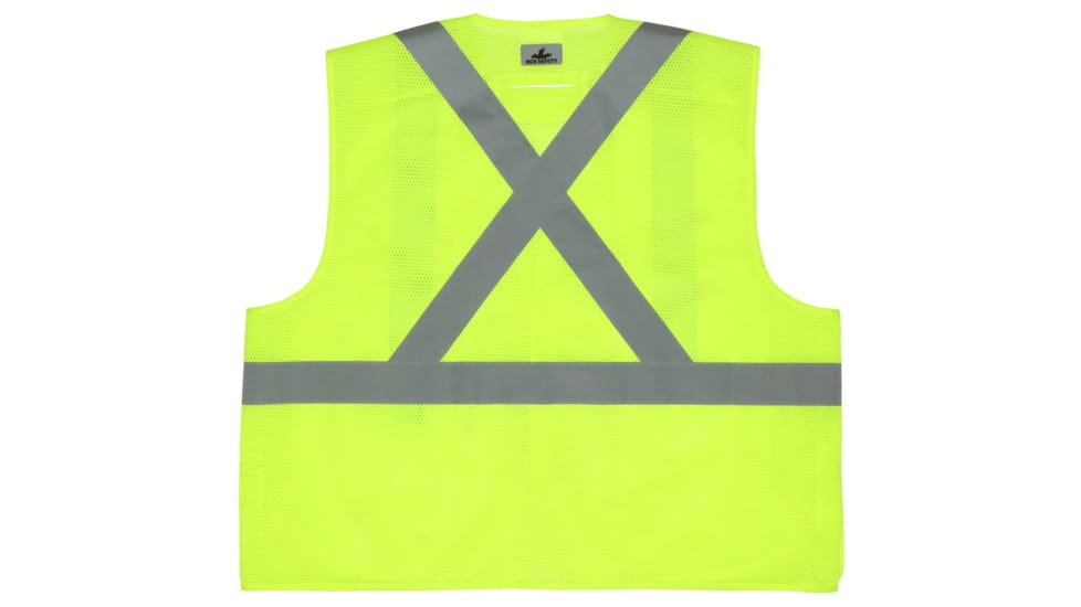 MCR Safety Hi Vis Reflective Safety Vest, ANSI Type R Class 2, Mesh with 2in Silver Stripes, Five Point Break Away Design, Fluorescent Lime, XL, RXCL2MLXL