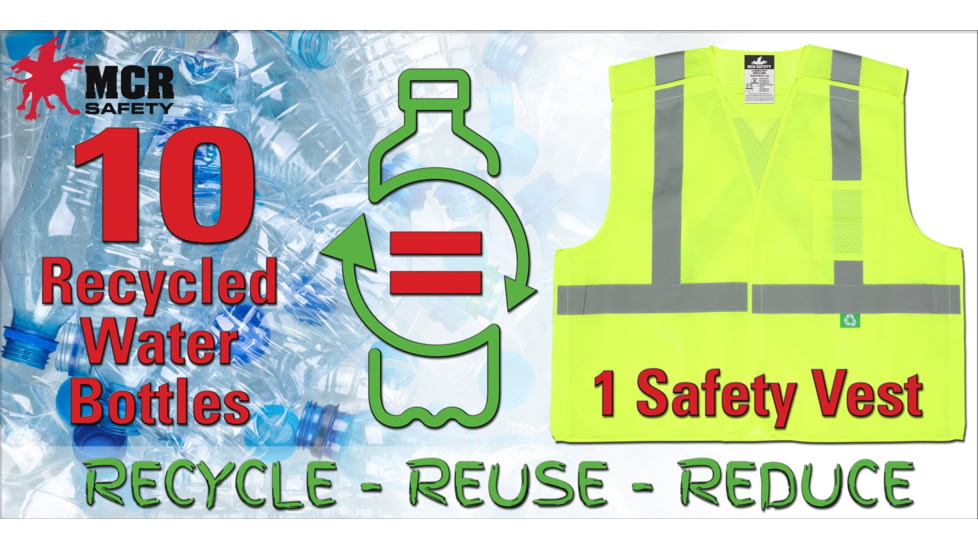 MCR Safety Hi Vis Reflective Safety Vest, ANSI Type R Class 2, Mesh with 2in Silver Stripes, Five Point Break Away Design, Fluorescent Lime, XL, RXCL2MLXL