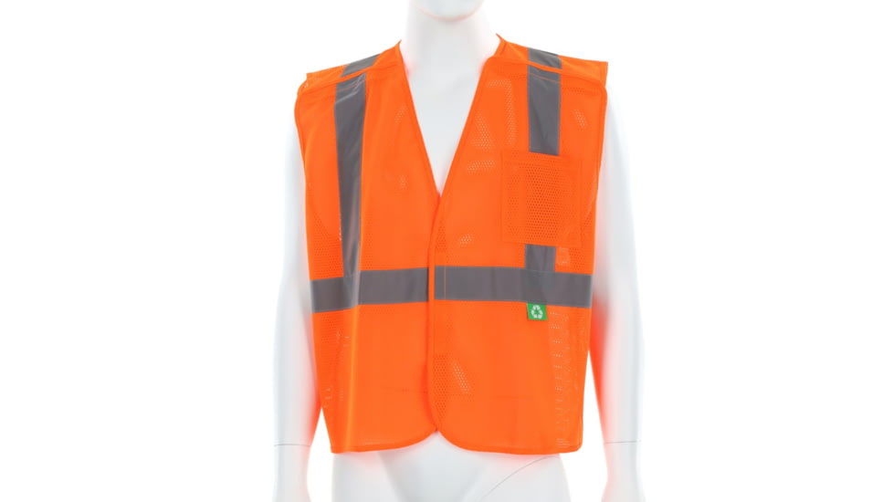MCR Safety Hi Vis Reflective Safety Vest, ANSI Type R Class 2, Mesh with 2in Silver Stripes, Five Point Break Away Design, Fluorescent Orange, 2X, RXCL2MOX2