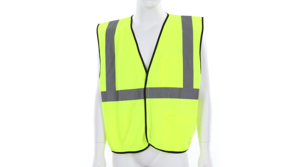 MCR Safety Hi Vis Reflective Safety Vest, ANSI Type R Class 2, Solid with 2in Silver Stripes, Hook and Loop Front Closure, Fluorescent Lime, 2X, VCL2SLX2