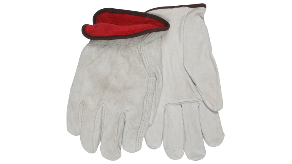 MCR Safety Leather Driver Work Gloves, Insulated Premium Split Cow Leather, Fleece Lined, Straight Thumb, Tan, Medium, 3150M