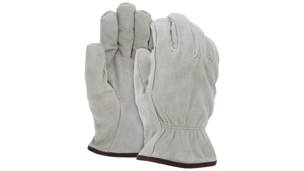 MCR Safety Leather Driver Work Gloves, Insulated Premium Split Cow Leather, Fleece Lined, Straight Thumb, Tan, Medium, 3150M