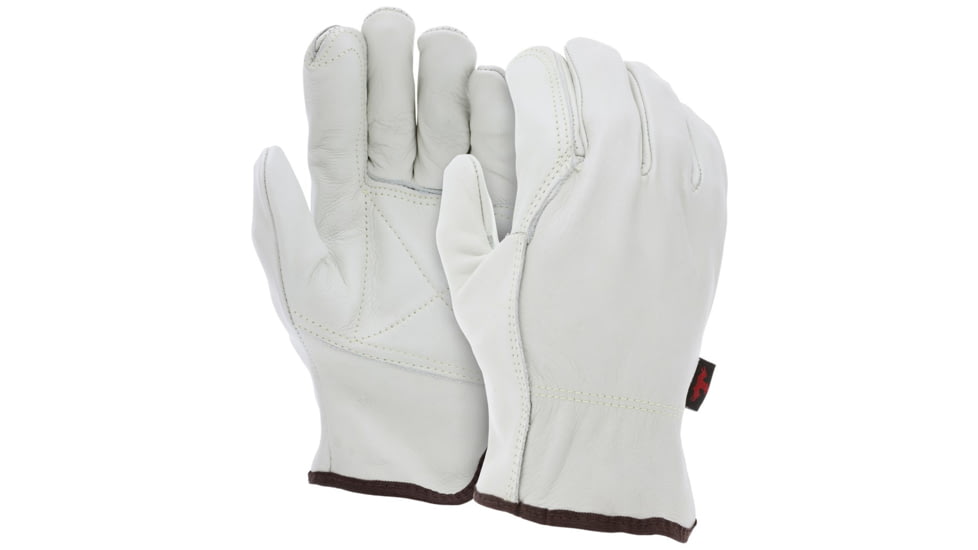 MCR Safety Leather Drivers Work Gloves, Select Grade Grain Cow, Double Palm with Wing Thumb, Beige, Medium, 32113DPM