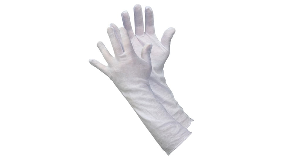 MCR Safety Long White Inspectors Gloves - Mens, Large, 14in, Straight Thumb, 8614C