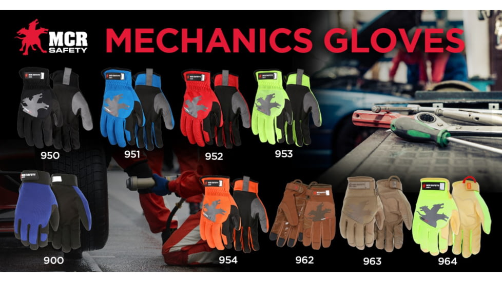 MCR Safety Mechanics Gloves with TaskFit Design, Synthetic Leather Palm, Nylon and Spandex Back, Tan, X - Large, 963XL