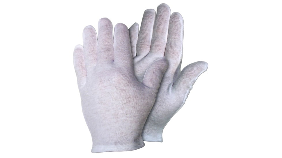 MCR Safety Medium Weight 100% Cotton Lisle Inspectors Gloves, Large, White, Straight Thumb, Ambidextrous, 8620C