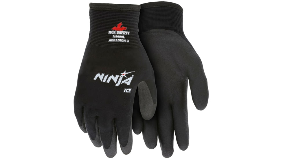 MCR Safety Ninja Ice Insulated Work Gloves, 15 Gauge Nylon with Acrylic Terry Interior, Black, X - Large, N9690XL