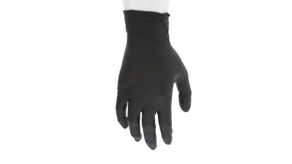 MCR Safety NitriShield Stealth Disposable Nitrile Gloves, Powder Free Industrial Food Service Grade, 9.5in Length, 4 mil Thickness, Black, Large, Inner pack, 100, 6061L-EA