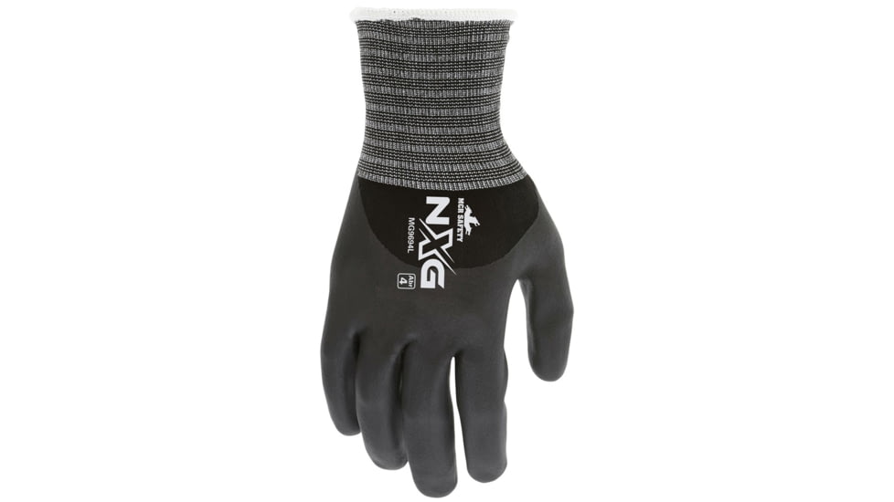 MCR Safety NXG Work Gloves, 15 Gauge Nylon Spandex Shell, Bi-Polymer Coated Palm, Fingers, and Over Knuckles, Nitrile Dotted Palm, Black, X - Large, MG9694XL
