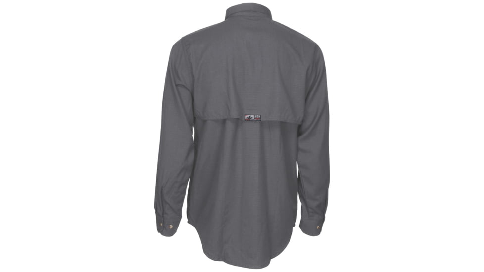MCR Safety Summit Breeze Flame Resistant Shirt, 5.5oz Inherent Blend, Long Sleeve with Vented Underarms and Back, CAT 2, Gray, S, SBS1001S