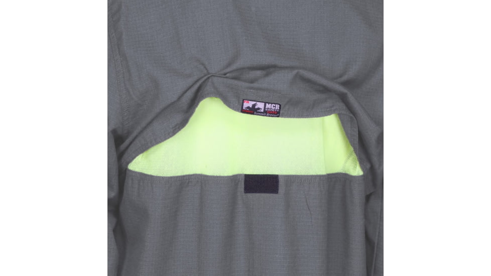 MCR Safety Summit Breeze Flame Resistant Shirt, 5.5oz Inherent Blend, Long Sleeve with Vented Underarms and Back, CAT 2, Gray, S, SBS1001S