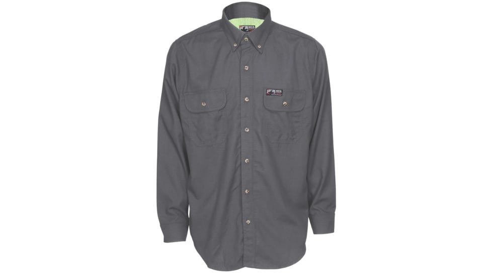 MCR Safety Summit Breeze Flame Resistant Shirt, 5.5oz Inherent Blend, Long Sleeve with Vented Underarms and Back, CAT 2, Gray, S, SBS1001S