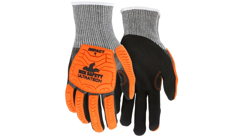 MCR Safety UltraTech Mechanics Gloves, Cut Pro 13 Gauge HyperMax Shell with Sandy Nitrile Foam Palm and Fingertips, Black/Salt and Pepper, Large, UT1952L