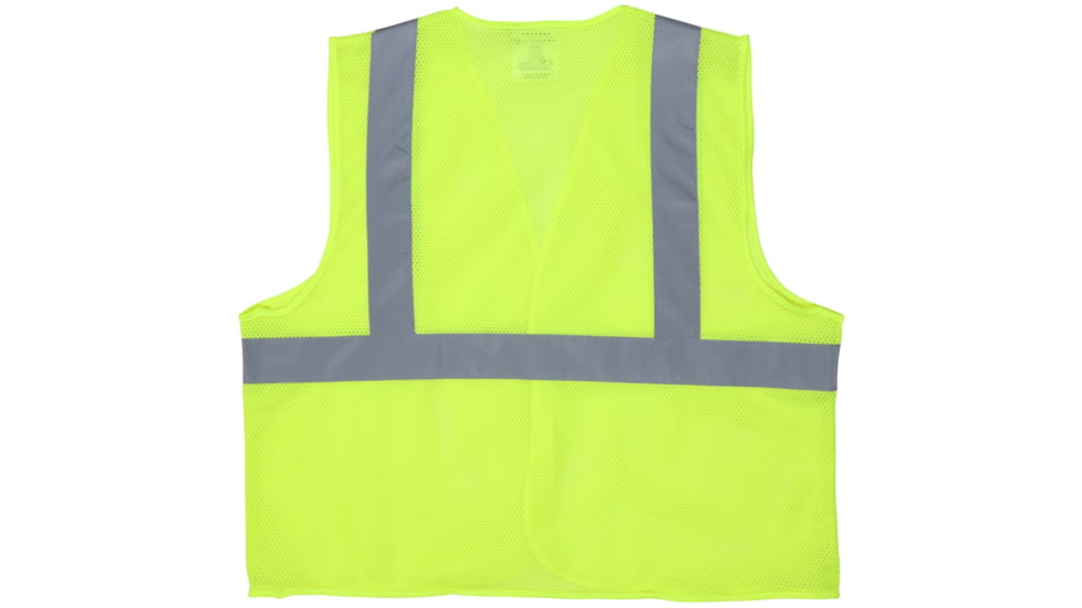 MCR Safety V2CL2MLXL Hi Vis Reflective Safety Vest, ANSI Type R Class 2, Mesh with 2in Silver Stripes, Hook and Loop Front Closure, Fluorescent Lime, XL, V2CL2MLXL