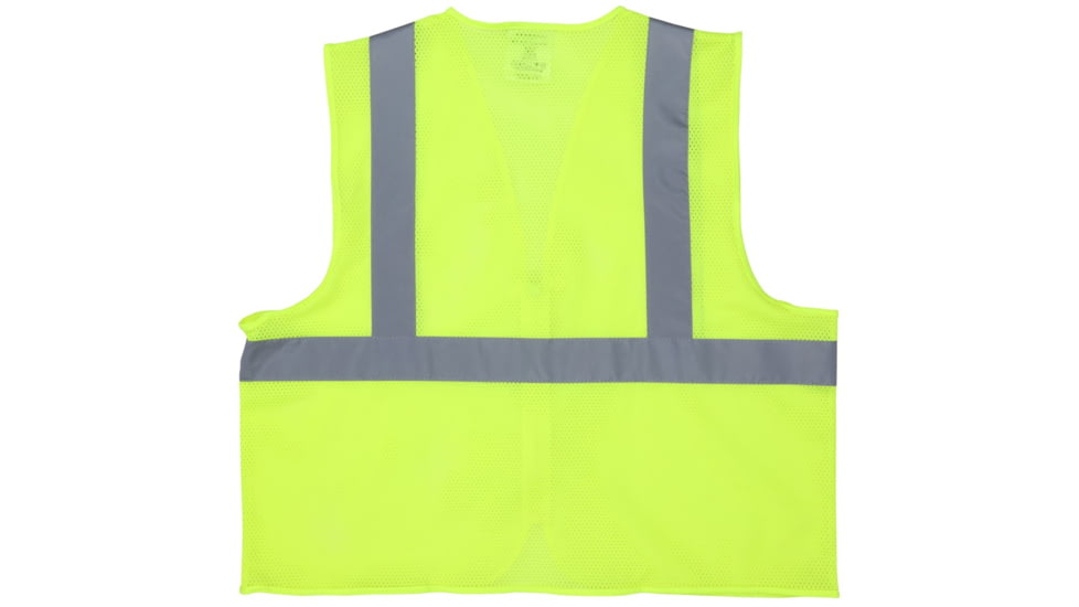 MCR Safety V2CL2MLZXL Hi Vis Reflective Safety Vest, ANSI Type R Class 2, Mesh with 2in Silver Stripes, Zipper Front Closure, Fluorescent Lime, XL, V2CL2MLZXL