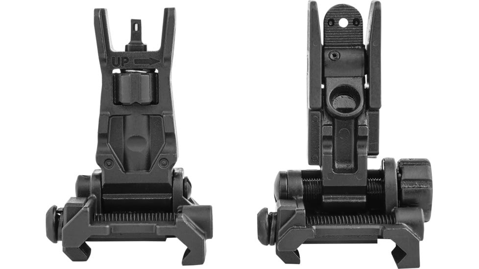 Meprolight FABS - Flip Back Up Rifle Sights - Aluminium -Blank Rear-Green Front, Black Body, Black, 405100