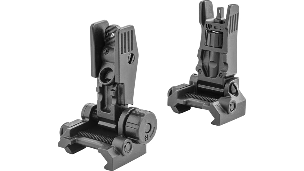 Meprolight FABS - Flip Back Up Rifle Sights - Aluminium -Blank Rear-Green Front, Black Body, Black, 405100
