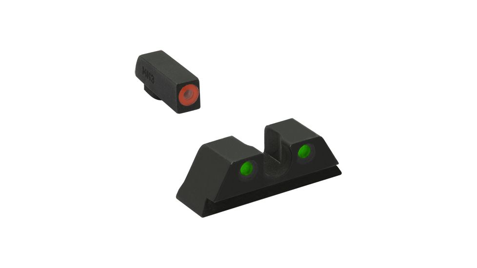 Meprolight Highly Visible Day/Night Self-illuminated Sight Fixed Set, Glock 9/357SIG/40/45GAP, Front Green, Rear Green, Orange Notch, 0402243131, 402243131