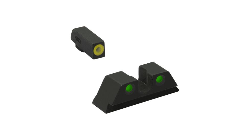 Meprolight Hyper-Bright - Highly Visible Day/Night Self-Illuminated Sights, Taurus G3c, Phosphorescent Yellow Front, Green Rear, Black, 465003121, 465003121