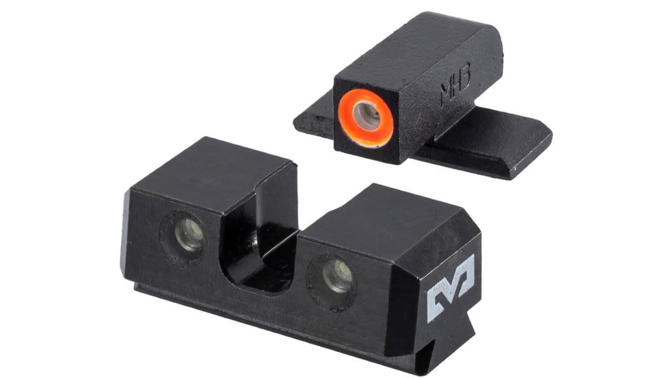 Meprolight Hyper Bright Springfield Armory Hellcat Low Fixed Tritium Night Sight Set, Black, Orange Front Sight, 0401403131