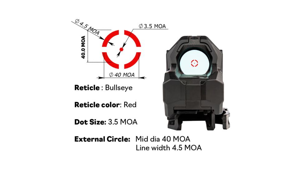 Meprolight M22 1x28mm Reflex Rifle Sight, Bullseye Reticle, Black, 56223000, 56223000