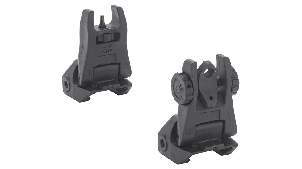 Meprolight MEPRO FUBS - Self-Illuminated Folding Back-Up Rifle Sights, 2 Dot Rear / 1 Dot Front, Black, 404100