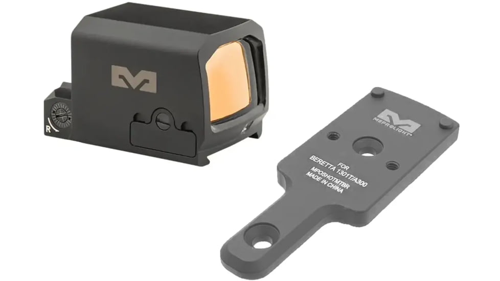 Meprolight MPO PRO-F Reflex Red Dot Sight with RMR Plate for Beretta A300/1301, 1x0.95x0.7in, Green 3 MOA Dot, 33 MOA Circle, Circle and Dot, Black, 901141341