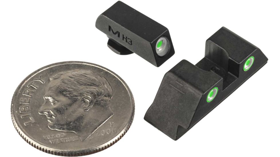 Meprolight Tru-Dot Night Sight Set for Glock 10mm &amp; 45 ACP, Green Front/Rear, 10222