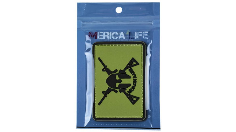 Merica Life Molon Labe Spartan with Two Rifles PVC Patch, Green, 3 x 2, ML2R-G