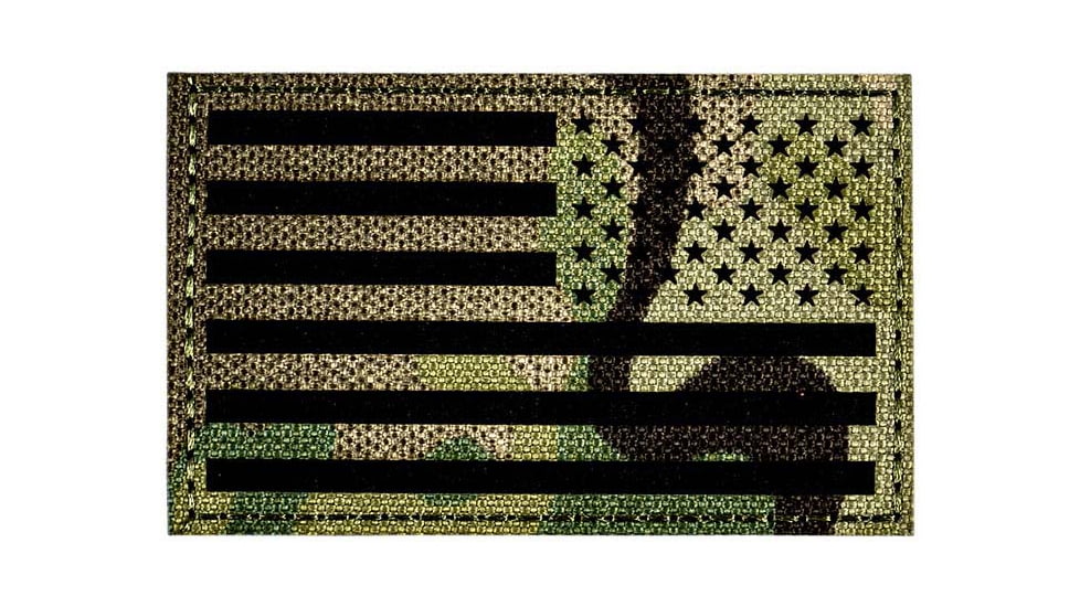 Merica Life Reflective Fabric US Flag Reverse Patch, Multi-Cam, 3 x 2, REF-MC-FLAG-REV