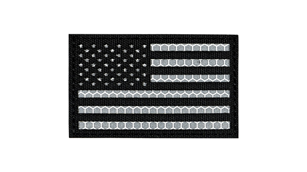 Merica Life Reflective US Flag Patch, Black/ White, 3 x 2in, REF-USFLAG-BW