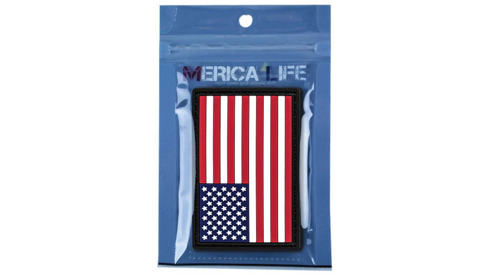 Merica Life US Flag Forward PVC Patch, Black Outline, 3 x 2, USFLAG-FORW-BOUT