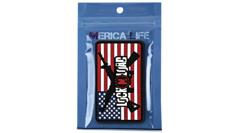 Merica Life US Flag with Lock N Load Rifle PVC Patch, 3 x 2, USFLAG-LNL