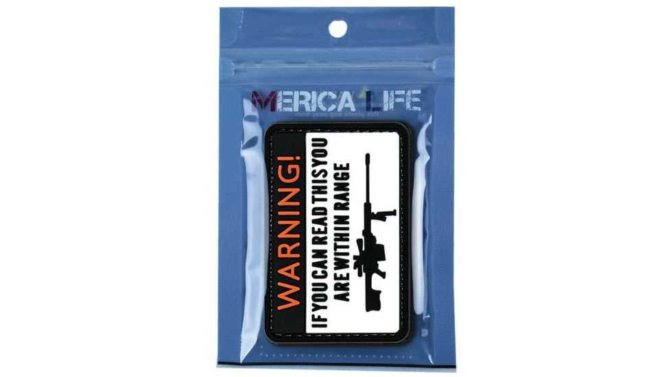 Merica Life Warning. If You Can Read This You are Within Range PVC Patch, White, 3 x 2, W-IYCRT