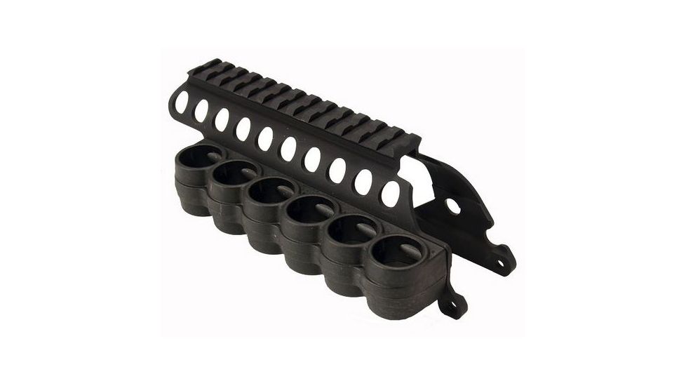 Mesa Tactical SureShell Polymer Carrier and Saddle Rail for Rem 870, 12-GA, Black, 6-Shell, 5in, 94830