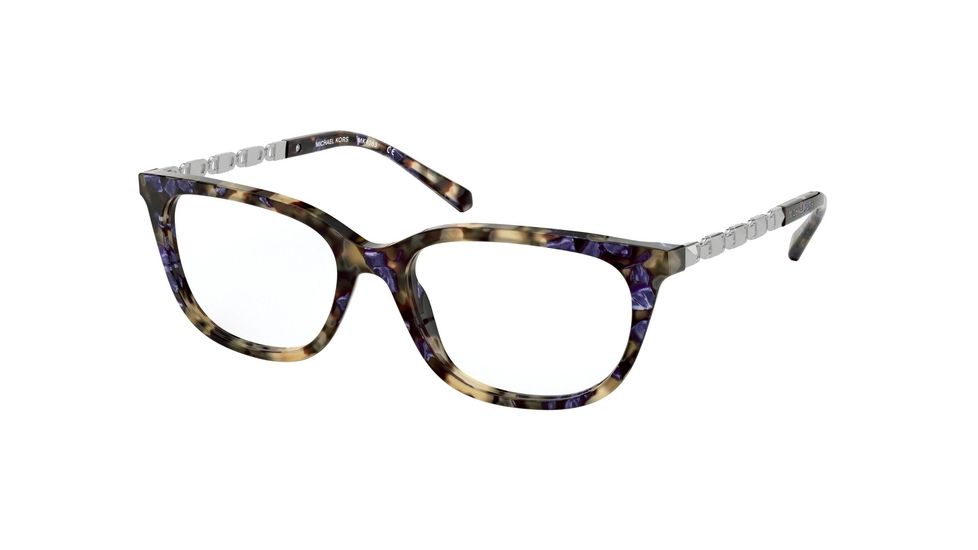 Michael Kors MEXICO CITY MK4065 Progressive Prescription Eyeglasses, 52mm, New Treasure Blue Fleck Tortoise, MK4065-3279-52-PRO
