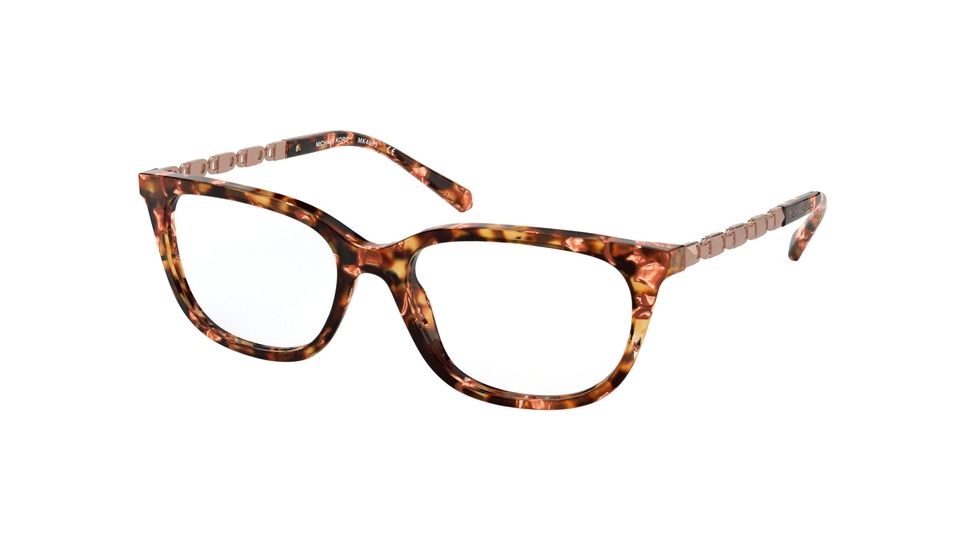 Michael Kors MEXICO CITY MK4065 Progressive Prescription Eyeglasses, 52mm, New Treasure Pink Fleck Tortoise, MK4065-3280-52-PRO