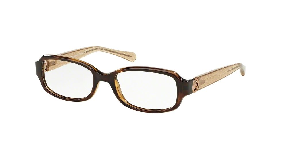 Michael Kors TABITHA V MK8016 Single Vision Prescription Eyeglasses 3104-50 - Dk Tortoise/taupe Glitter Frame