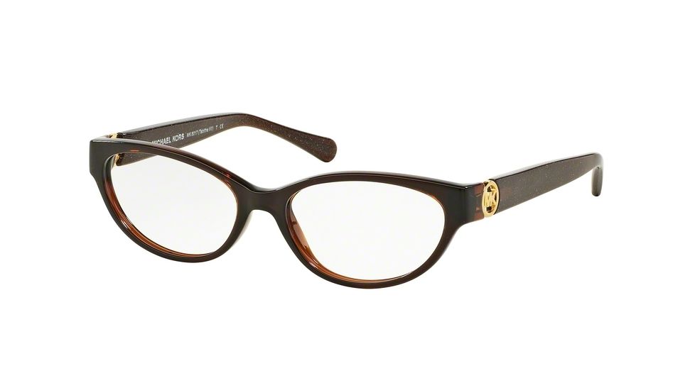 Michael Kors TABITHA VII MK8017 Progressive Prescription Eyeglasses 3103-50 - Dk Brown/dk Brown W/glitter Frame