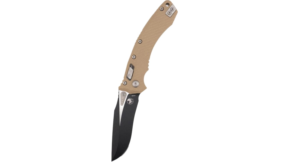 Microtech Amphibian Ram-Lok Black STD G-10 3.875in Folding Knife, Tan, 137RL-1FLGTTA