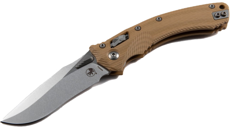 Microtech Amphibian Ram Lok STW STD Fluted 3.875in Folding Knife, Tan, 137RL-10FLGTTA
