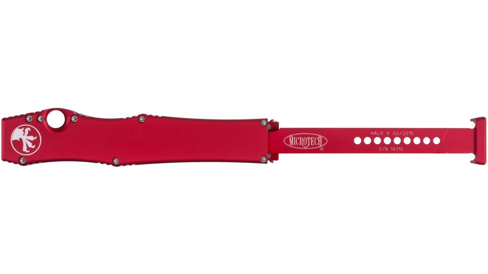 Microtech Halo V TE OTF Automatic Knife, Red Handle, Black Tactical Plain X-MT150-1RD