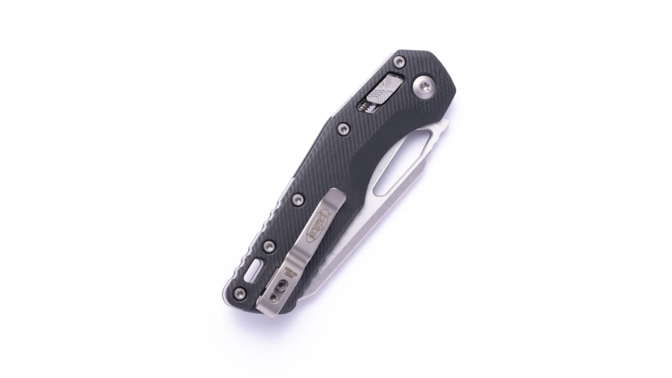 Microtech MSI S/E Fluted G-10 Stonewash Partial Serrated 3.88in Folding Knife, Black, 210-11FLGTBK