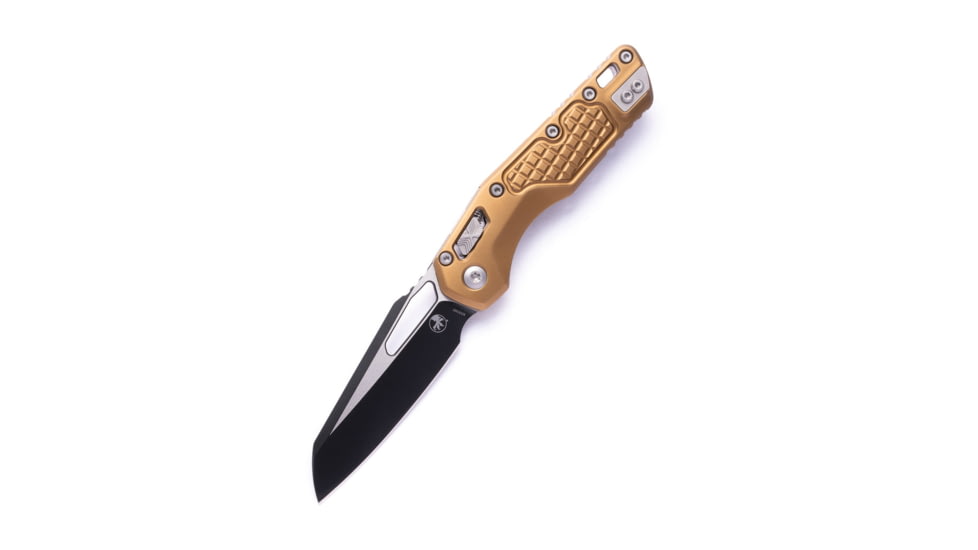 Microtech MSI S/E Standard Aluminum Frag 3.88in Folding Knife, Manual Folder, Tan/Black, 210-1FRTA