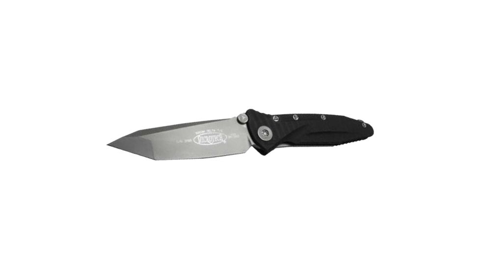 Microtech SOCOM Delta TE Folding Knife, Black Handle, Stonewash Plain MT163-10